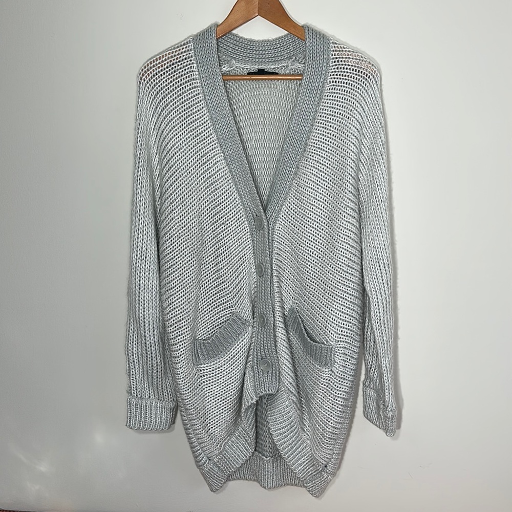 Lucca Couture Gray Cable Knit women Cardigan Size medium